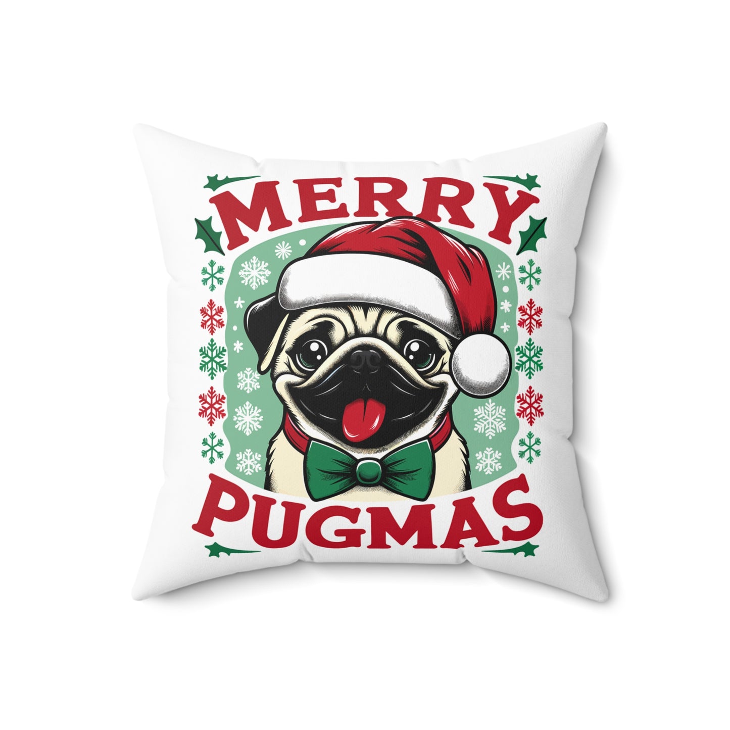 Christmas - Spun Polyester Square Pillow - Merry Pugmas