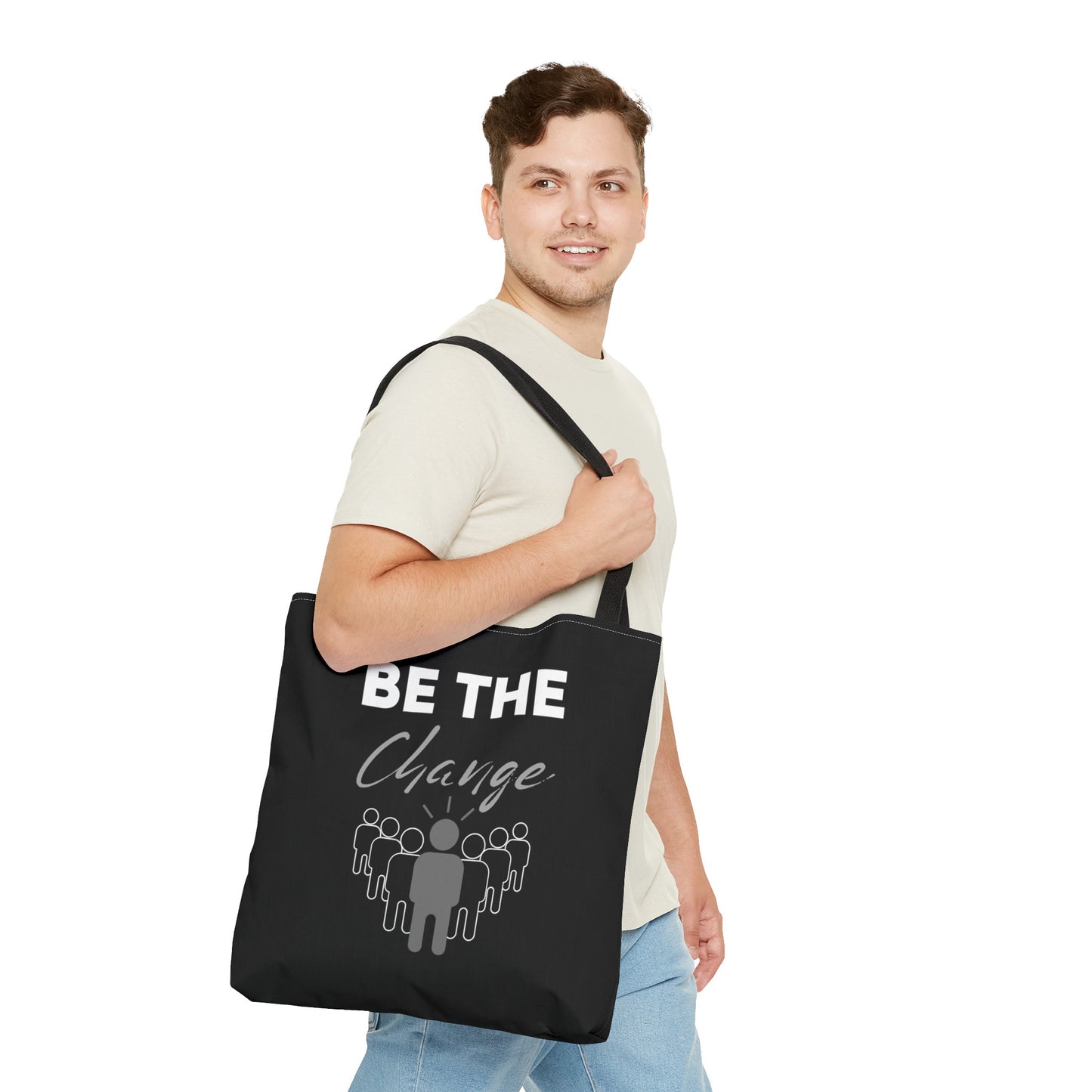 Tote Bag (AOP) - Be the Change - Black