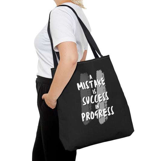 Tote Bag (AOP) - A Mistake Is Success In Progress - Black