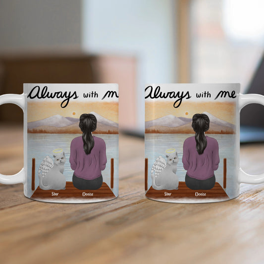 Customized Ceramic Mug, (11oz, 15oz) Cat Always With Me