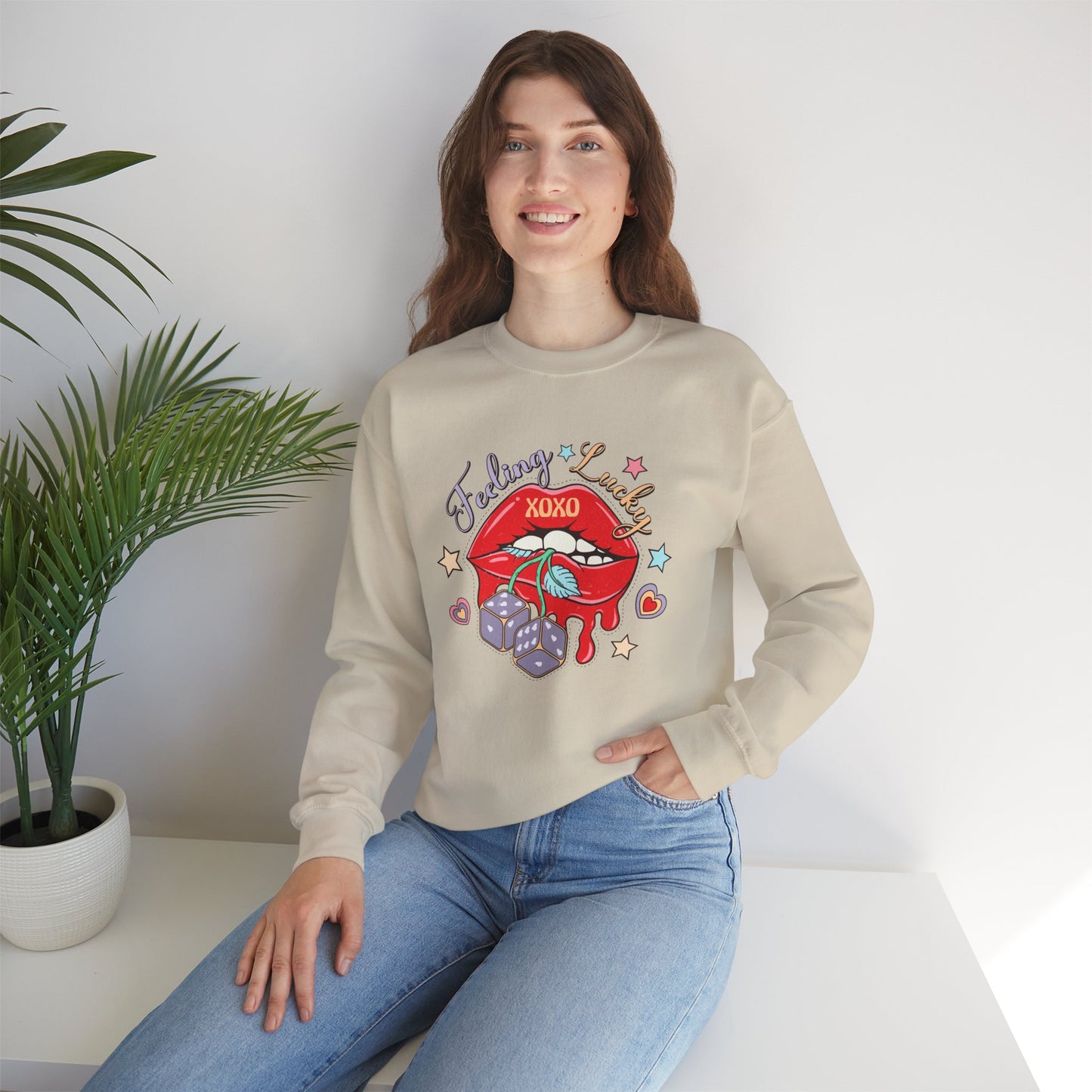 Valentine's - Unisex Heavy Blend™ Crewneck Sweatshirt - Feeling Lucky XOXO