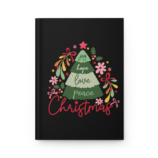 Christmas - Hardcover Journal Matte - Christmas Tree - Joy, Hope, Love, Peace