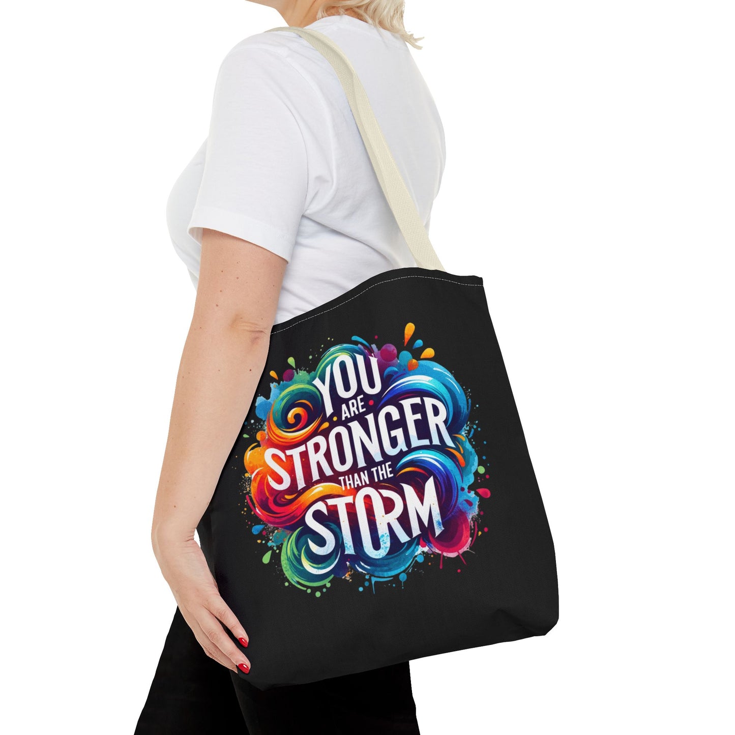 Tote Bag (AOP) - Stronger Than The Storm - Black