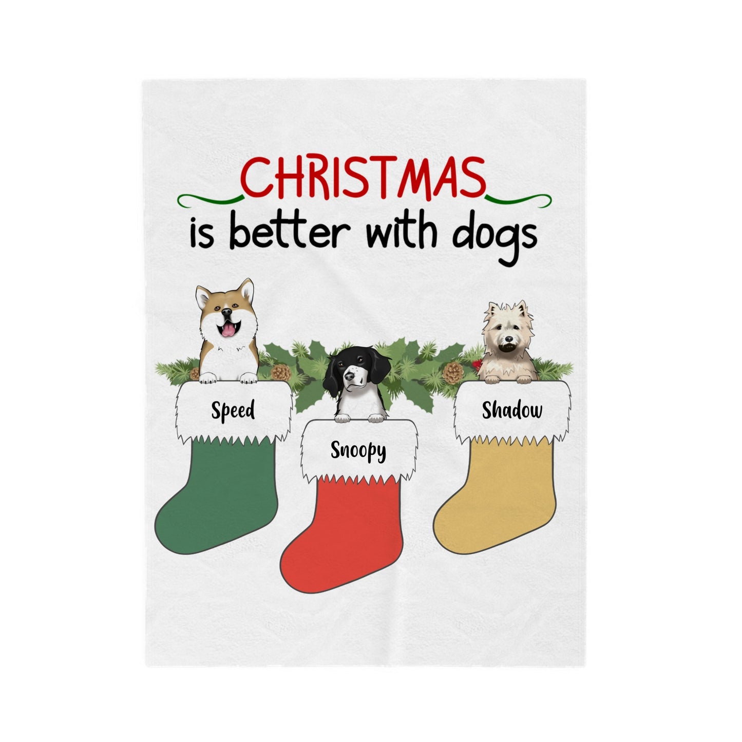 Customized Velveteen Plush Blanket - Christmas Is Better With Dogs