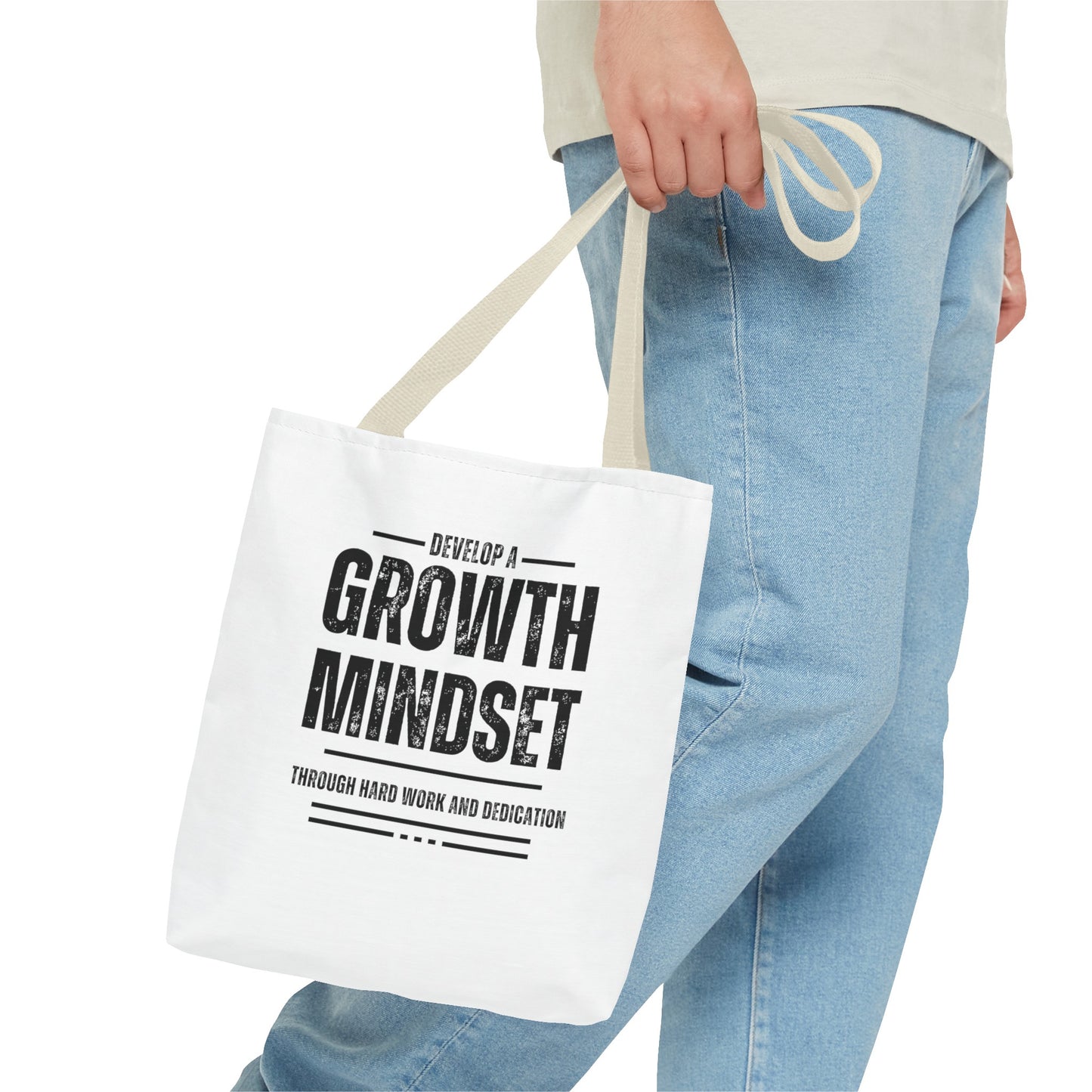 Tote Bag (AOP) - Develop a growth mindset - White