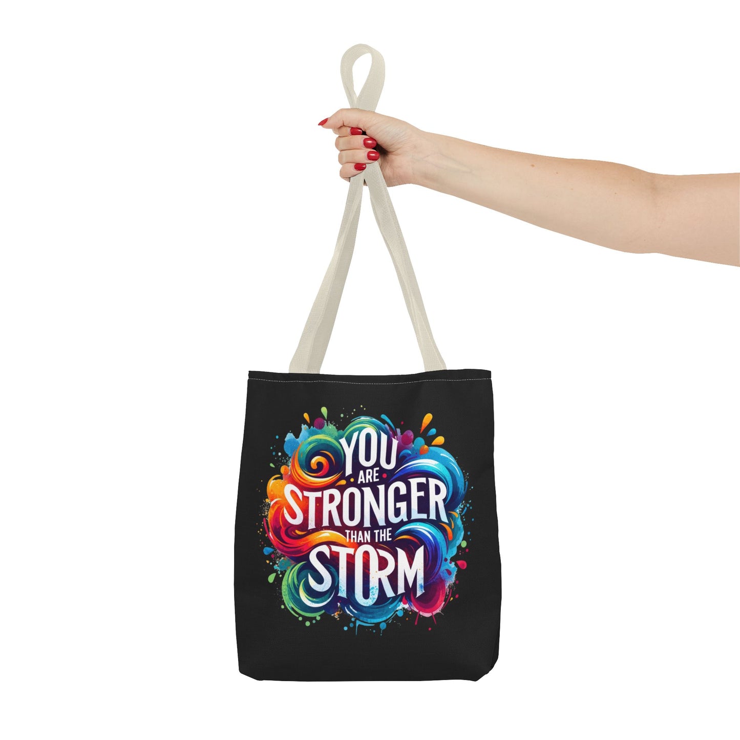 Tote Bag (AOP) - Stronger Than The Storm - Black