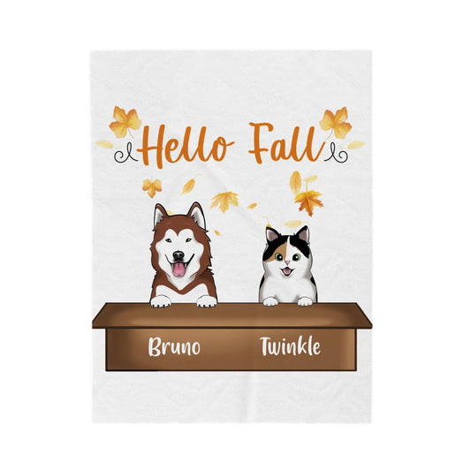 Customized Velveteen Plush Blanket - Hello Fall