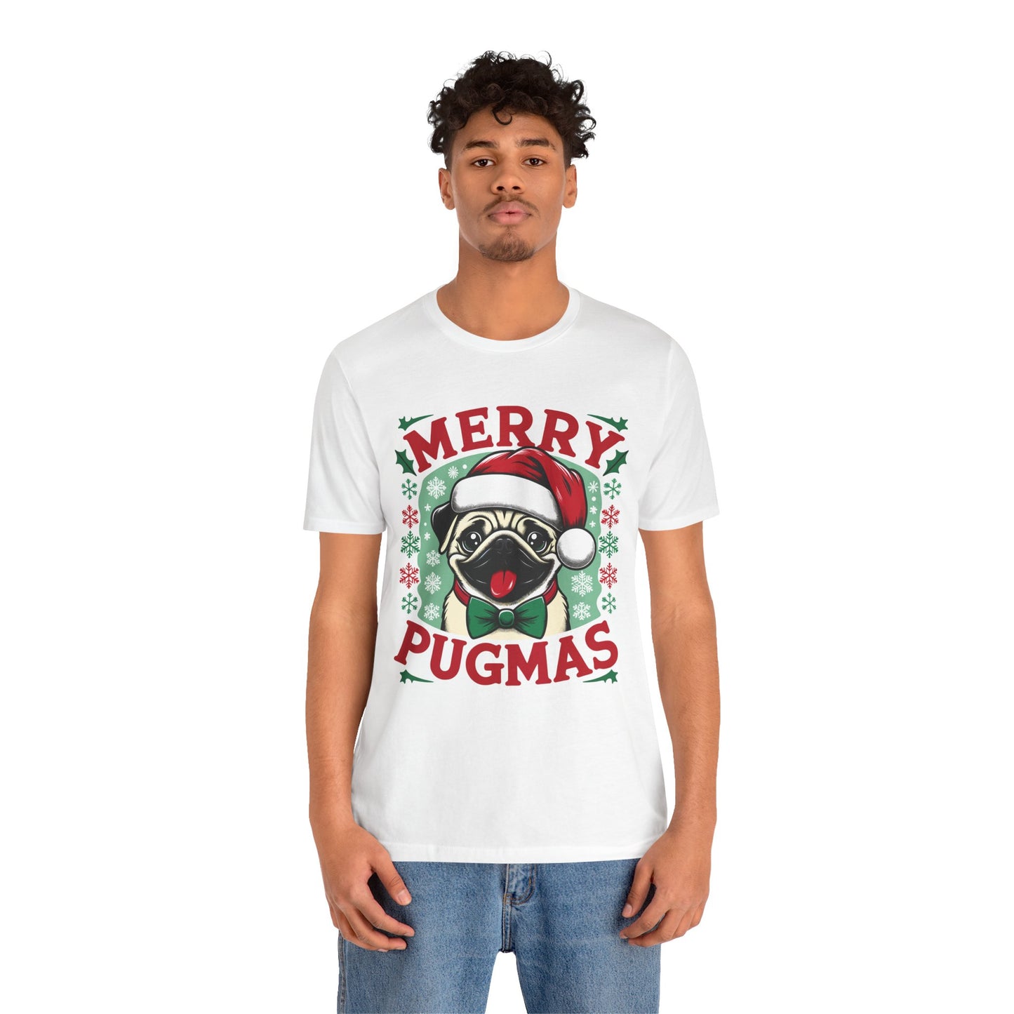 Christmas - Unisex Jersey Short Sleeve Tee - Merry Pugmas