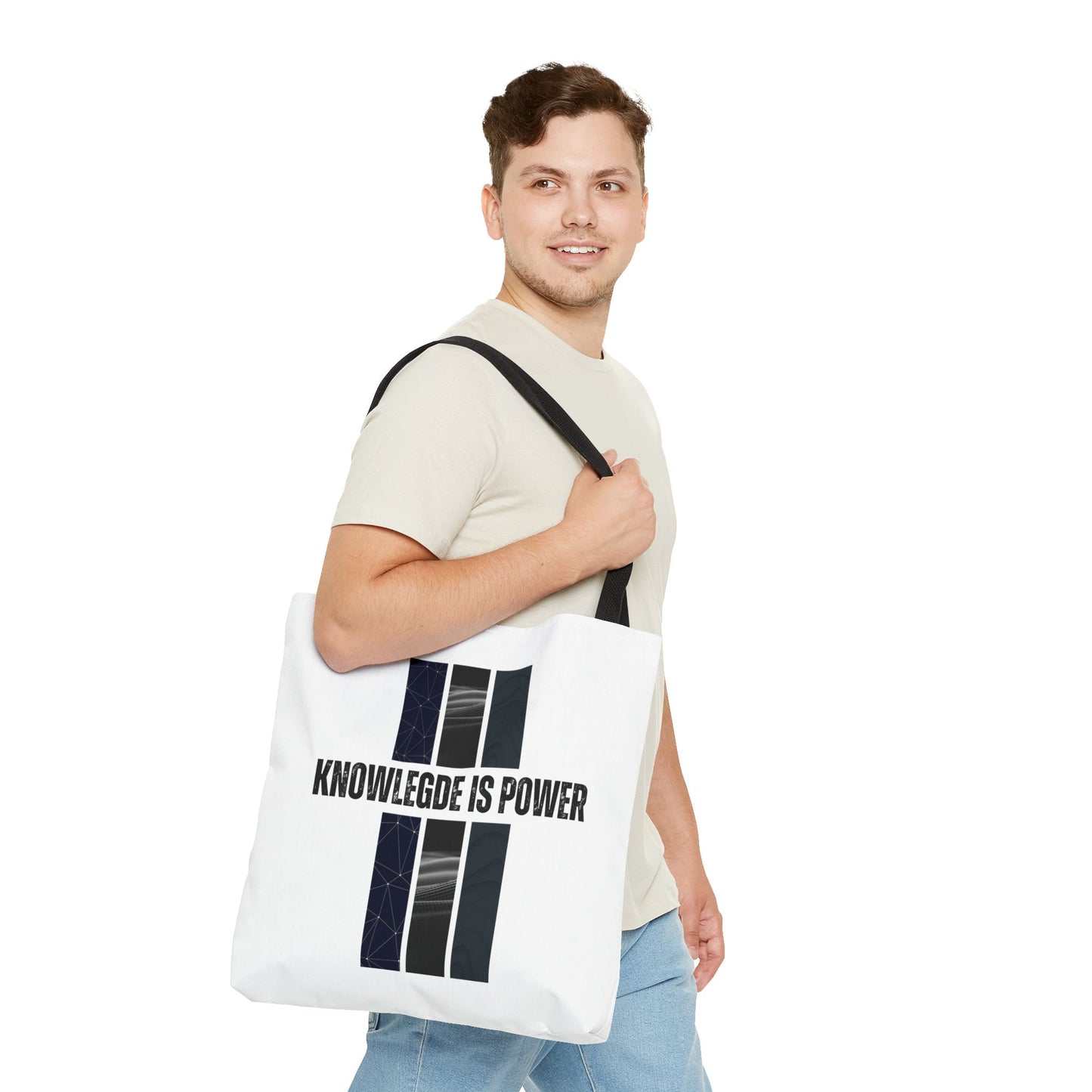 Tote Bag (AOP) - Knowledge Is Power - White