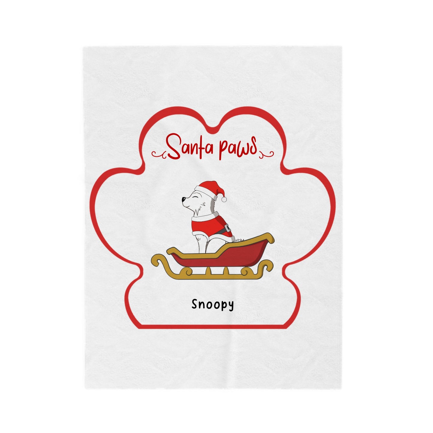 Customized Velveteen Plush Blanket - Santa Paws