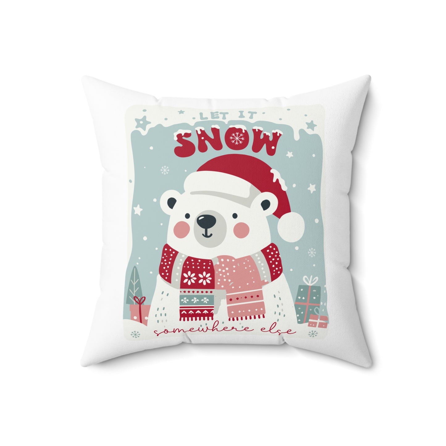 Christmas - Spun Polyester Square Pillow - Christmas Tree - Let It Snow