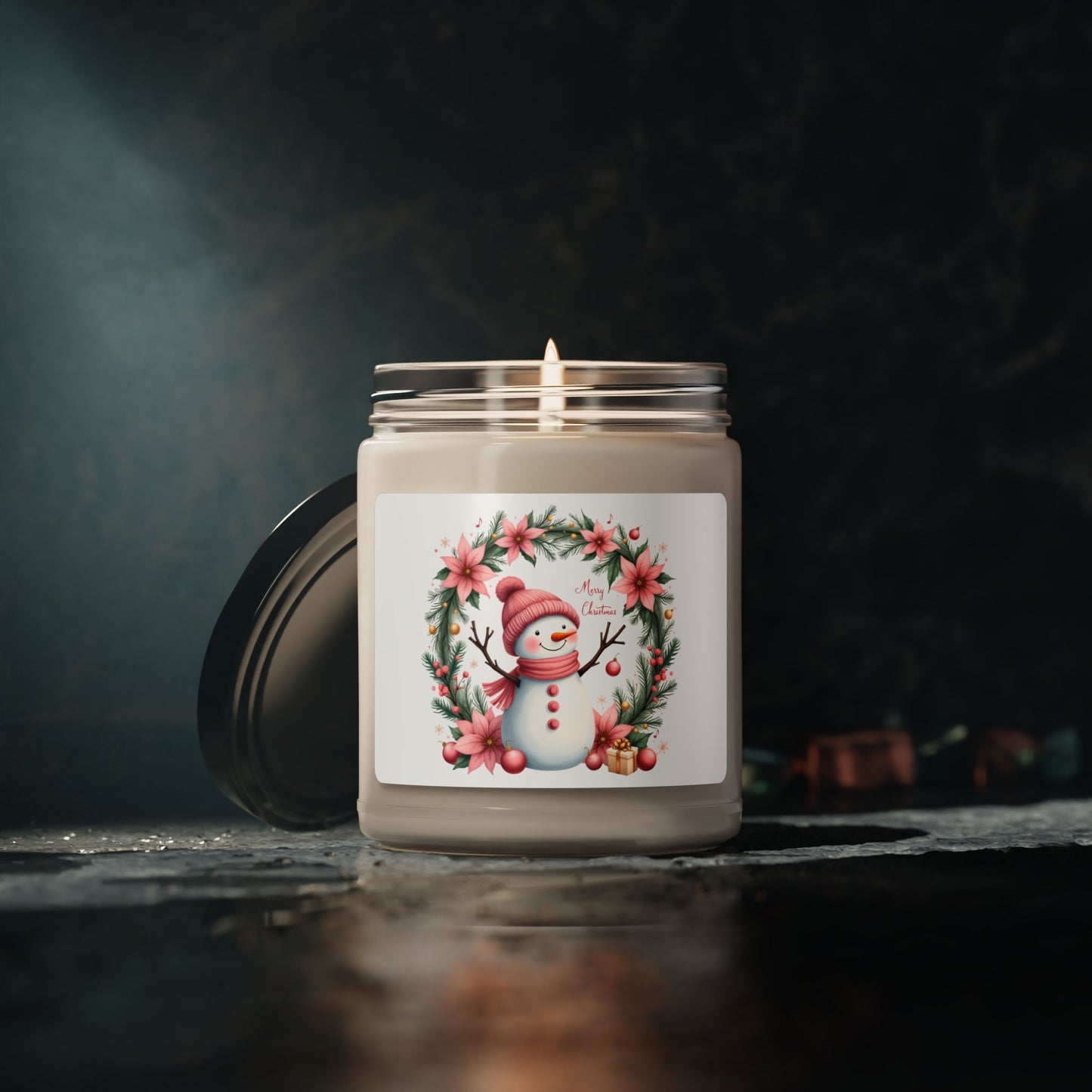 Christmas - Scented Soy Candle, 9oz - Merry Christmas Snowman