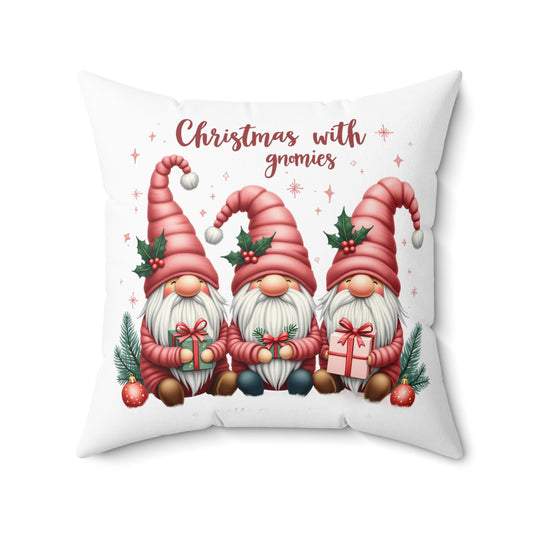 Christmas - Spun Polyester Square Pillow - Christmas With Gnomies