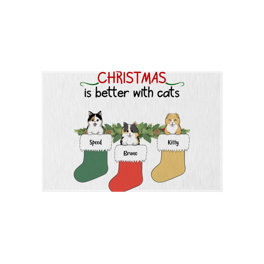 Customized Outdoor Rug - Christmas Is Better With Cats