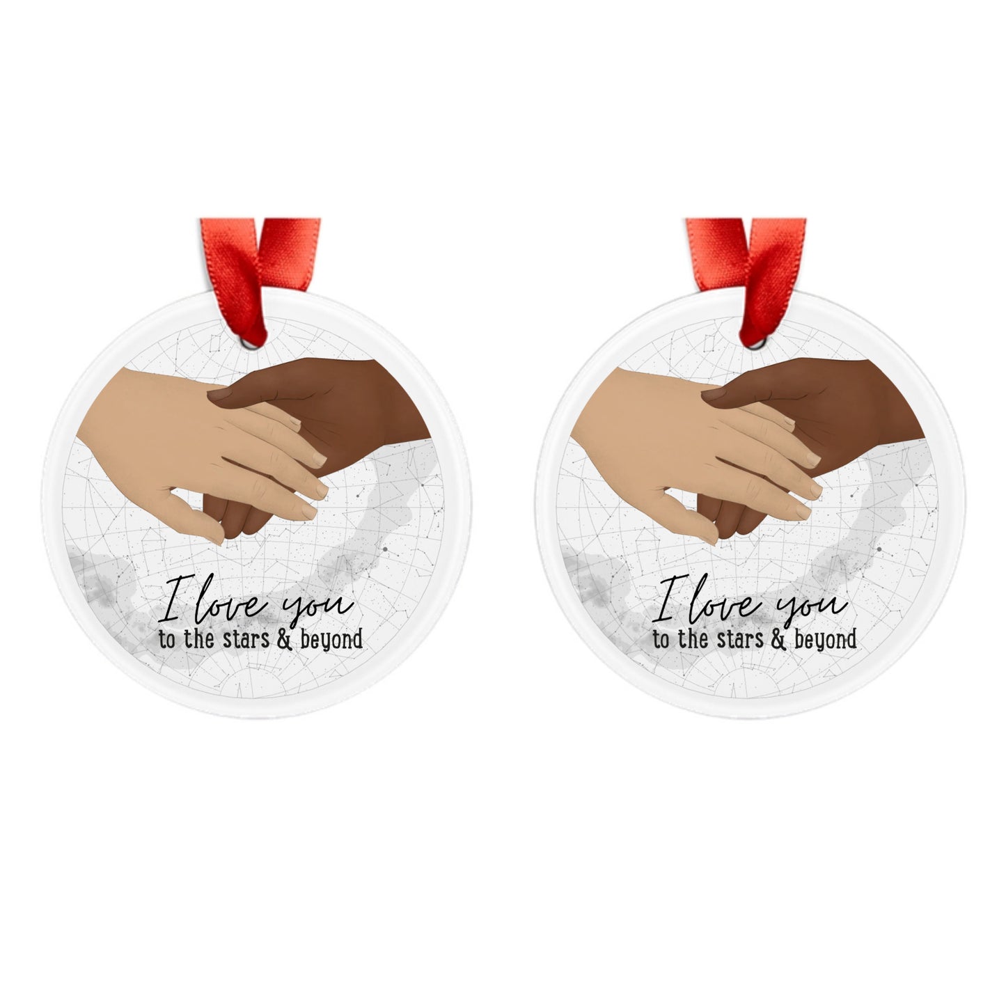 Customized Acrylic Ornament with Ribbon - Starmap Design