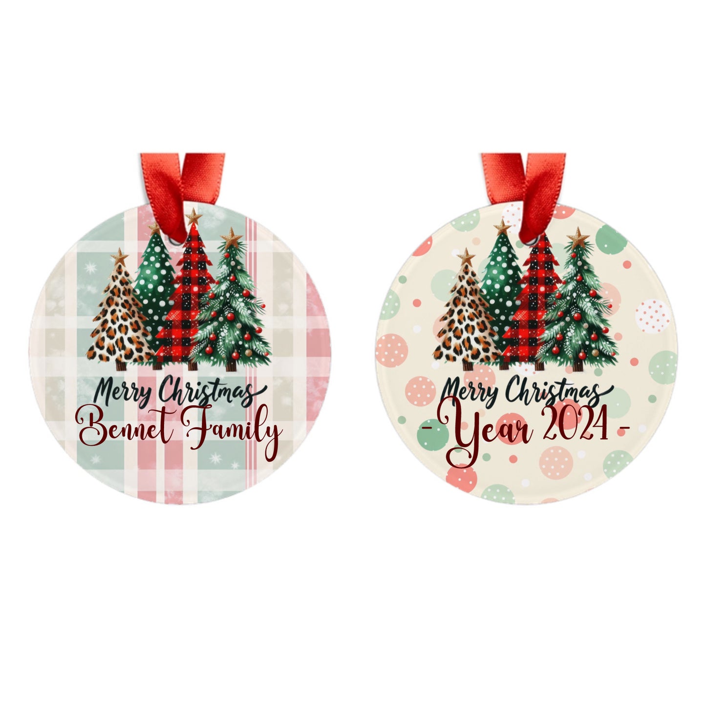 Customized Acrylic Ornament with Ribbon