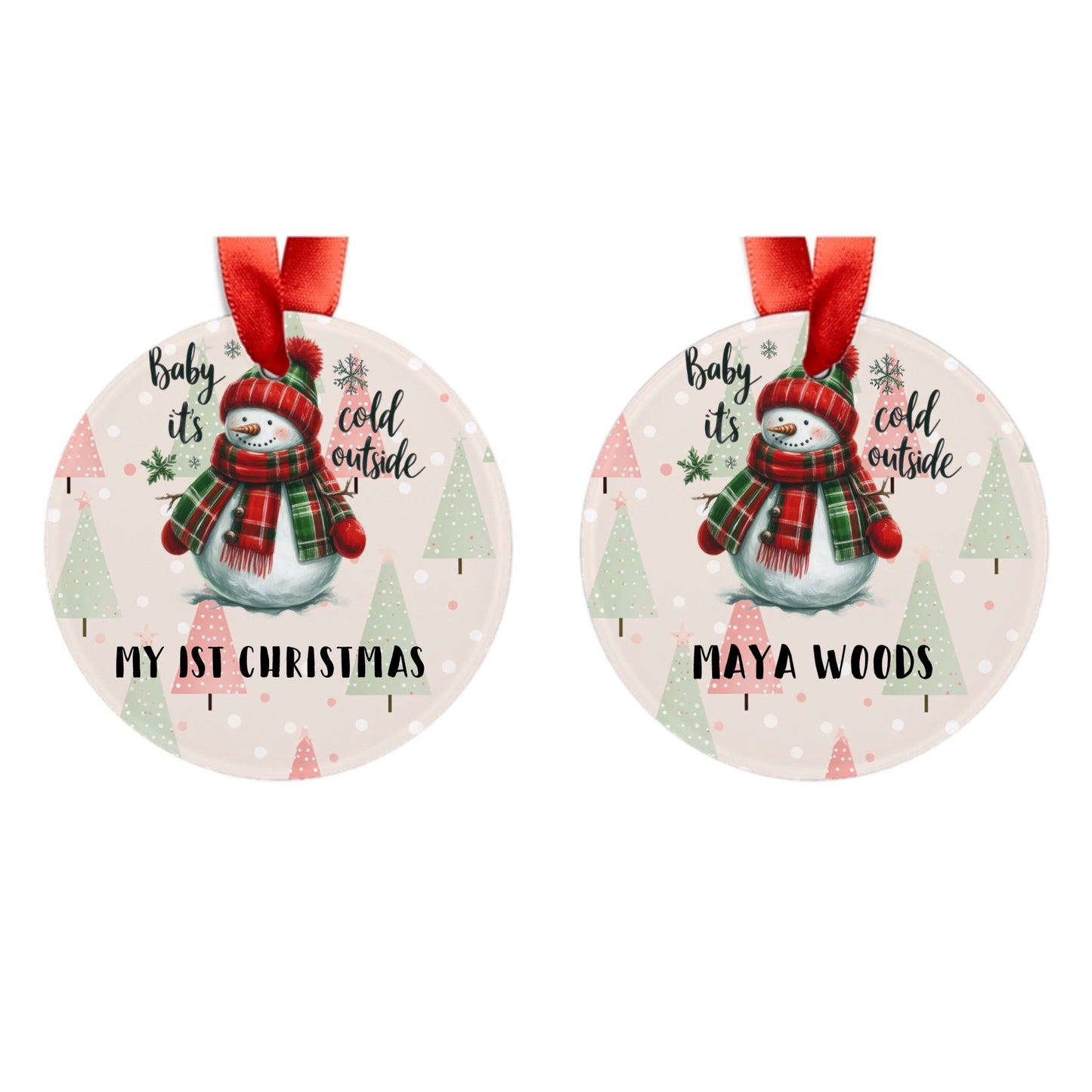 Customized Acrylic Ornament with Ribbon