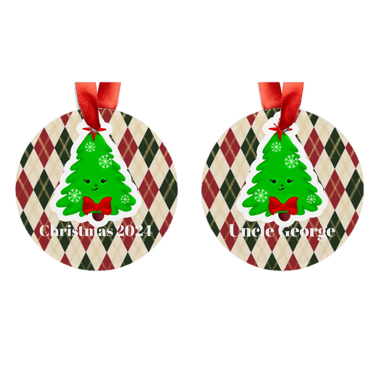 Customized - Acrylic Ornament with Ribbon - Cute Christmas Tree icons