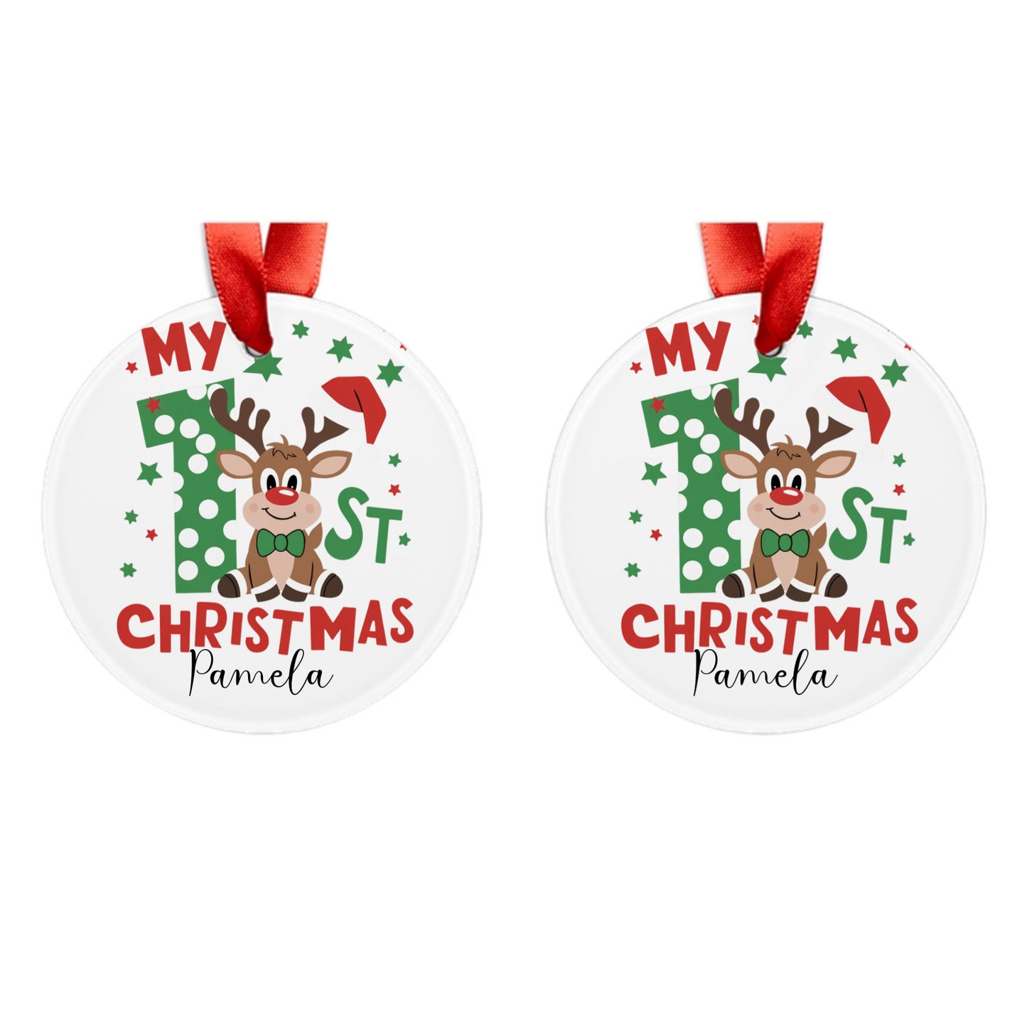 Customized Acrylic Ornament with Ribbon - My 1st Christmas