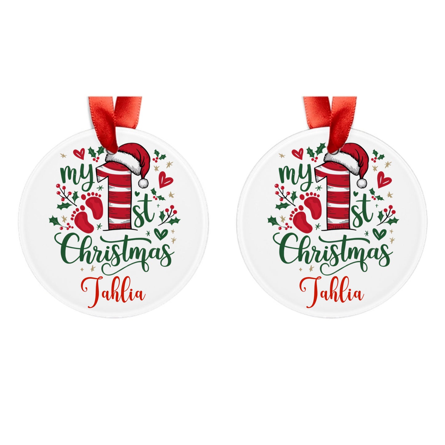 Customized Acrylic Ornament with Ribbon - My 1st Christmas