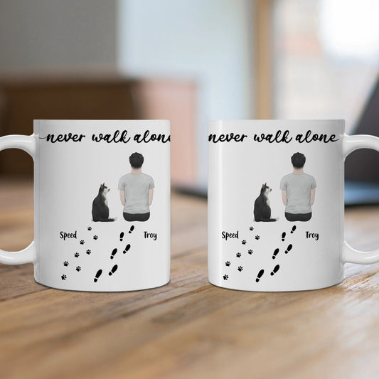 Customized Ceramic Mug, (11oz, 15oz) - Never Walk Alone