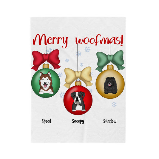 Customized Velveteen Plush Blanket - Merry Woofmas