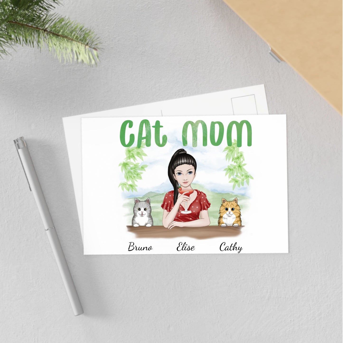 Customized Fine Art Postcards - Cat Mom