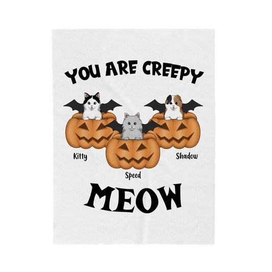 Customized Velveteen Plush Blanket - You Are Creepy Meow