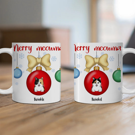 Customized Ceramic Mug, (11oz, 15oz) - Merry Meowmas