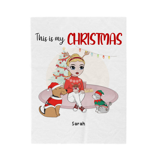 Customized Velveteen Plush Blanket - This Is My Christmas