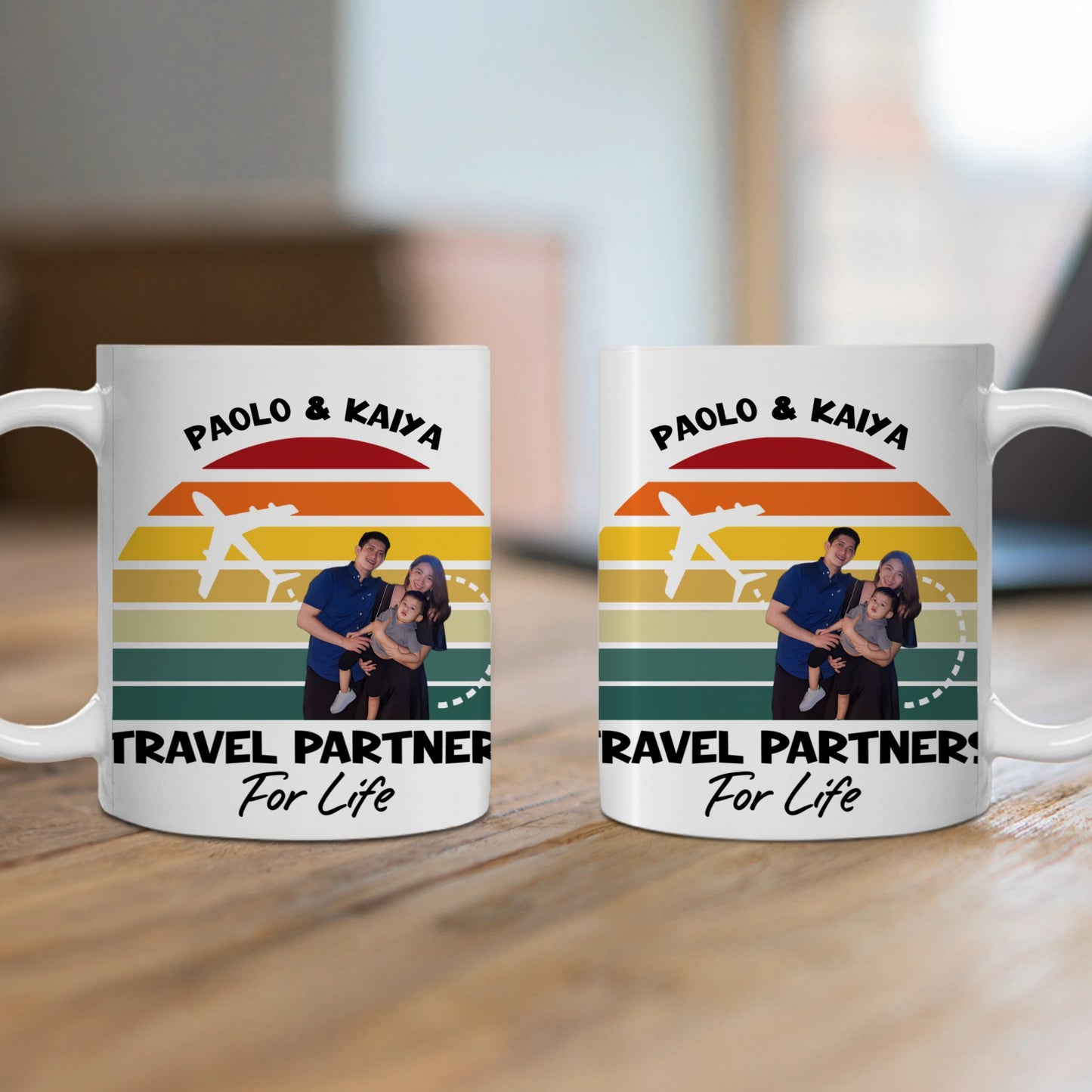 Customized Ceramic Mug, (11oz, 15oz) - Travel Partners For Life (Upload Your Own Picture)