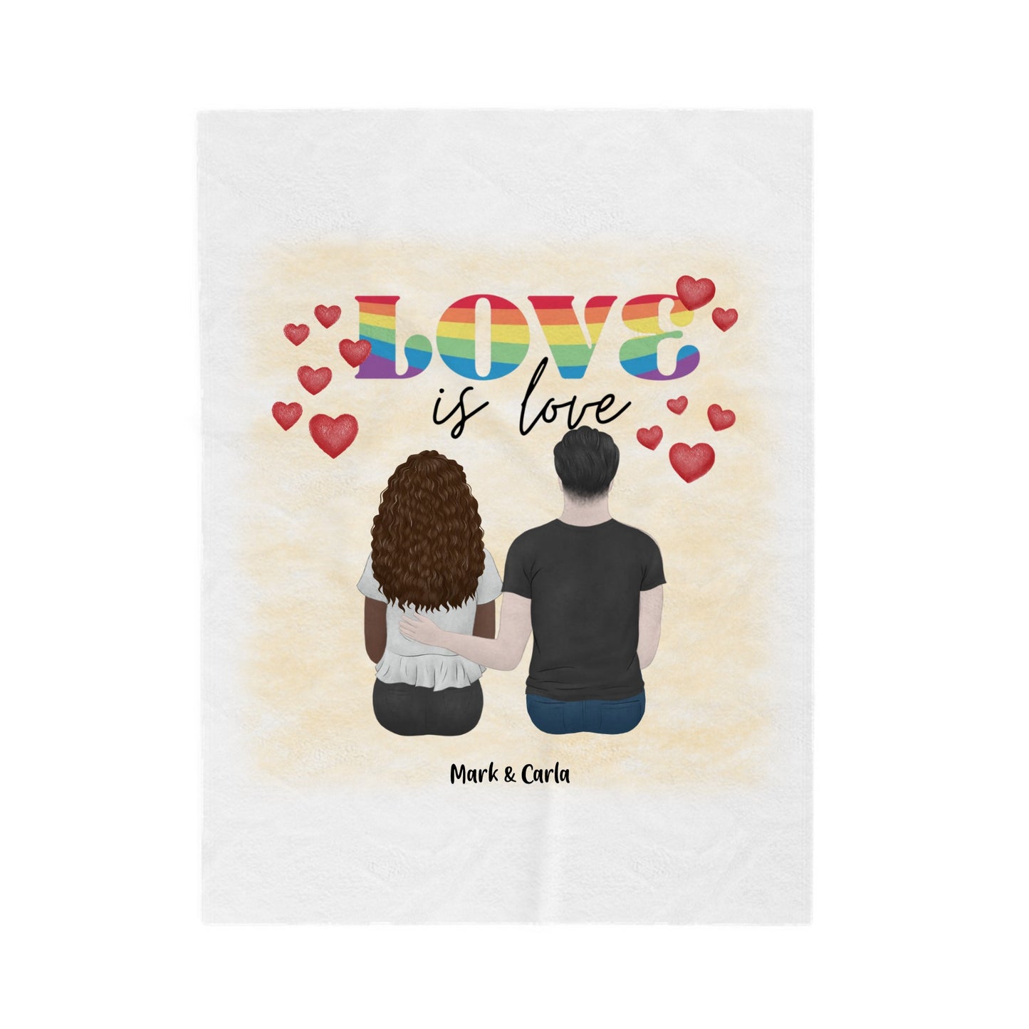 Customized Velveteen Plush Blanket - Love Is Love Design