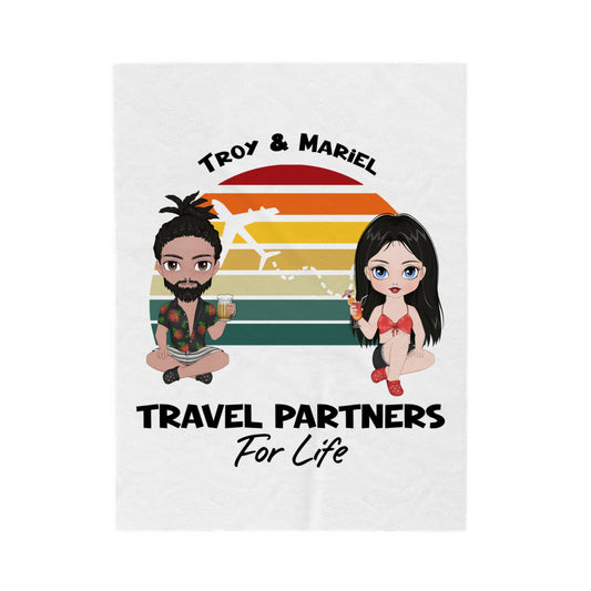 Customized Velveteen Plush Blanket - Travel Partners For life Design