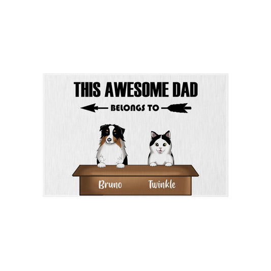 Customized Outdoor Rug - This Awesome Dad Belongs To...