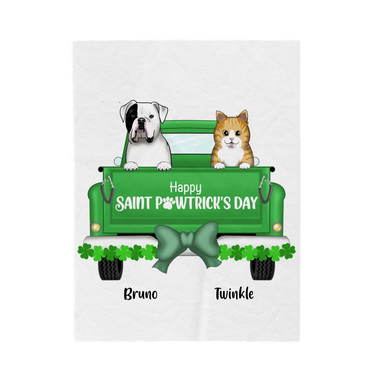 Customized Velveteen Plush Blanket - Happy Saint Pawtricks Day