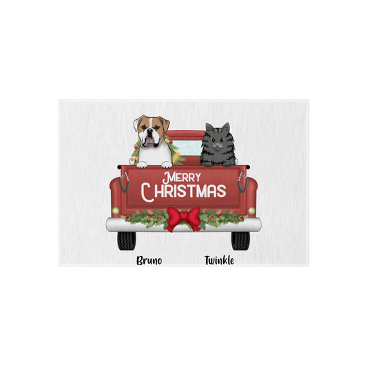 Customized Outdoor Rug - Merry Christmas (Truck)