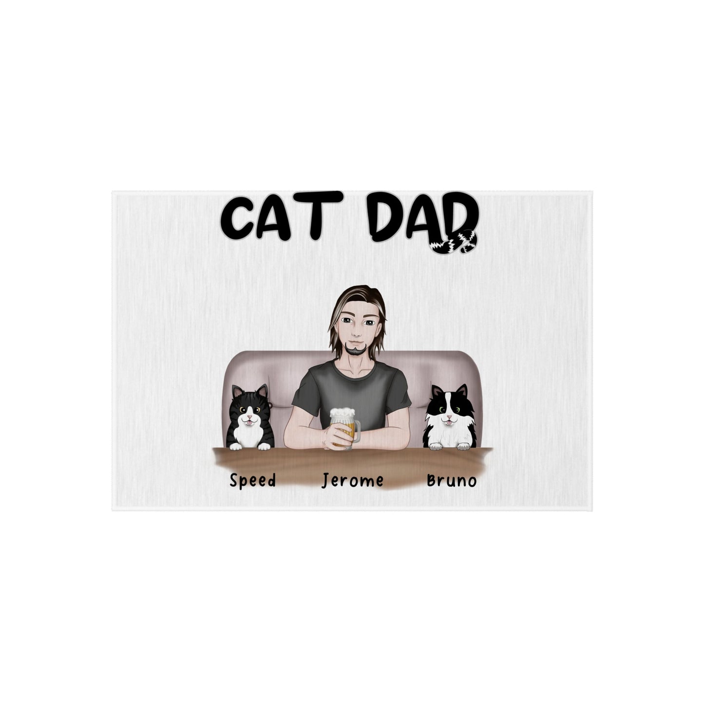 Customized Outdoor Rug - Cat Dad At The Bar