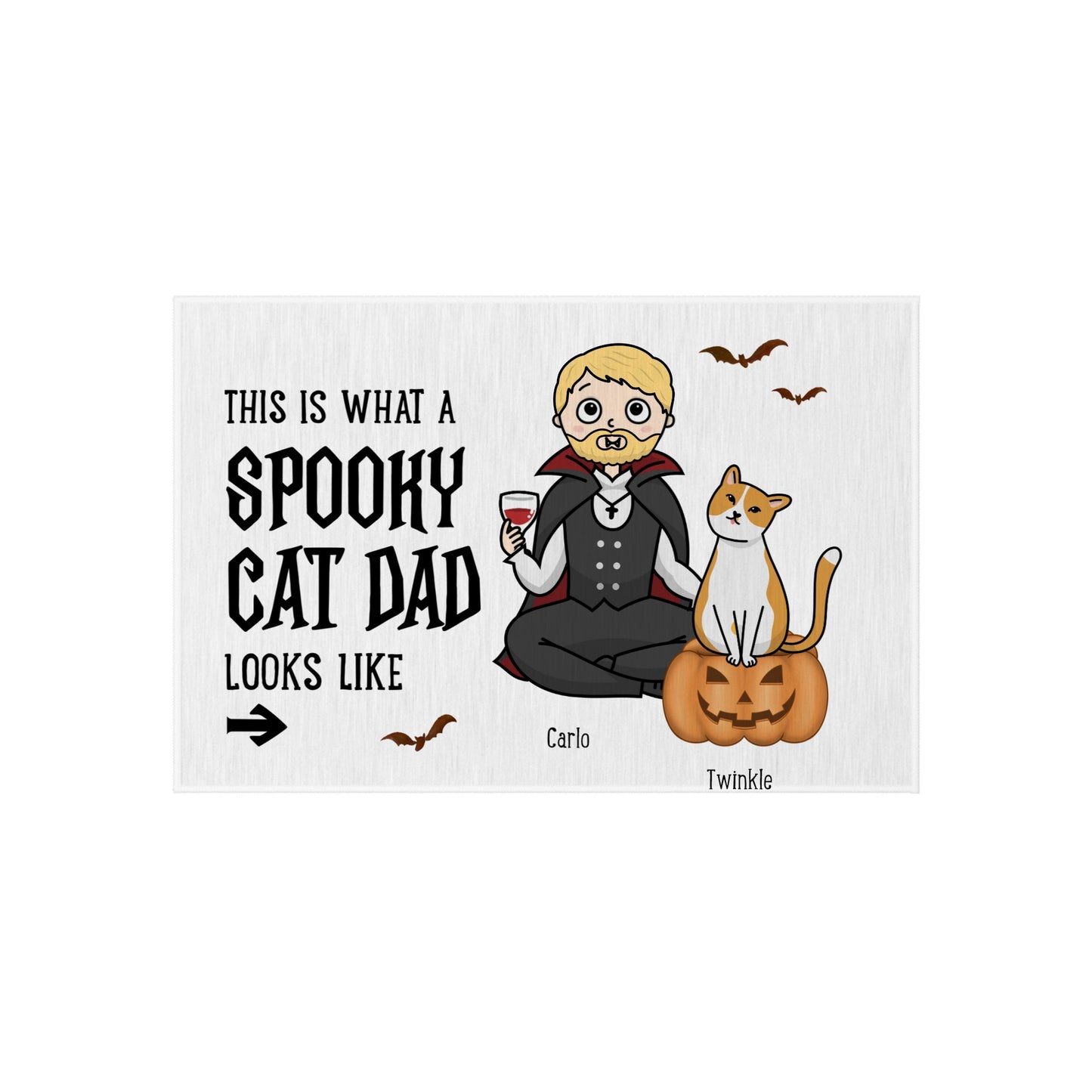 Customized Outdoor Rug - Spooky Cat Dad