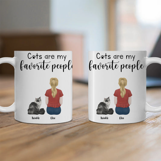 Customized Ceramic Mug, (11oz, 15oz)- Cats Are My Favorite People