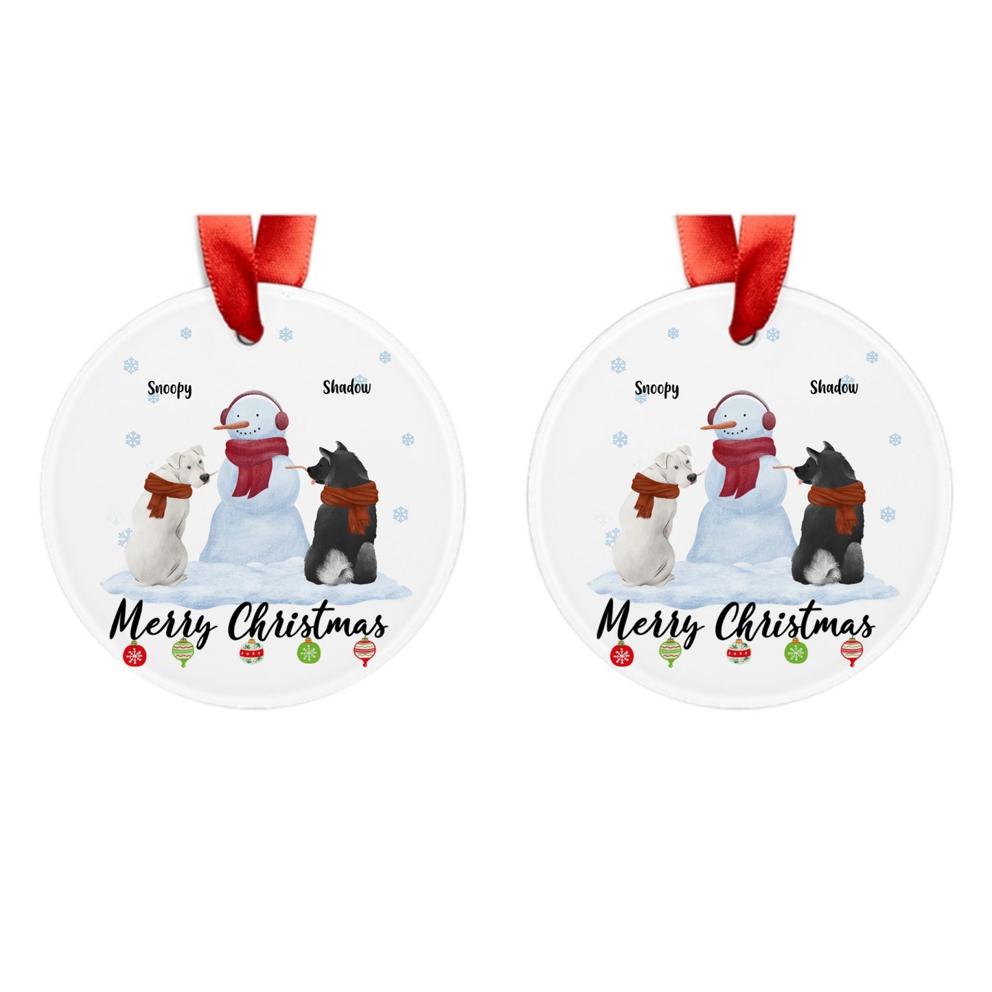 Customized Acrylic Ornament with Ribbon - Merry Christmas