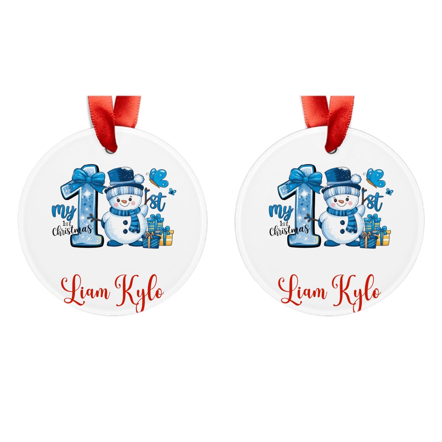 Customized Acrylic Ornament with Ribbon - My 1st Christmas