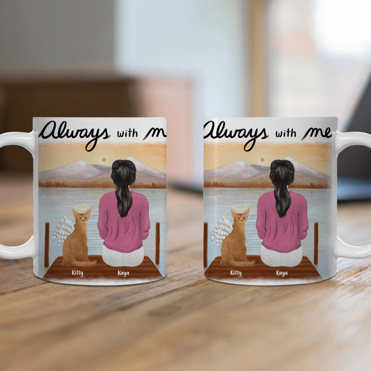 Customized Ceramic Mug, (11oz, 15oz) - Cat Always With Me