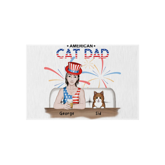 Customized Outdoor Rug - American Cat Dad