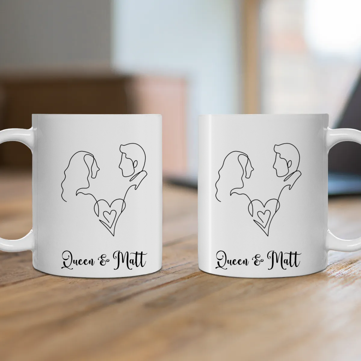 Customized Ceramic Mug - Line Art Family(11oz, 15oz)