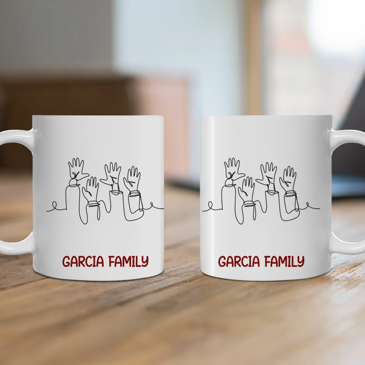 Customized Ceramic Mug - Line Art Family(11oz, 15oz)